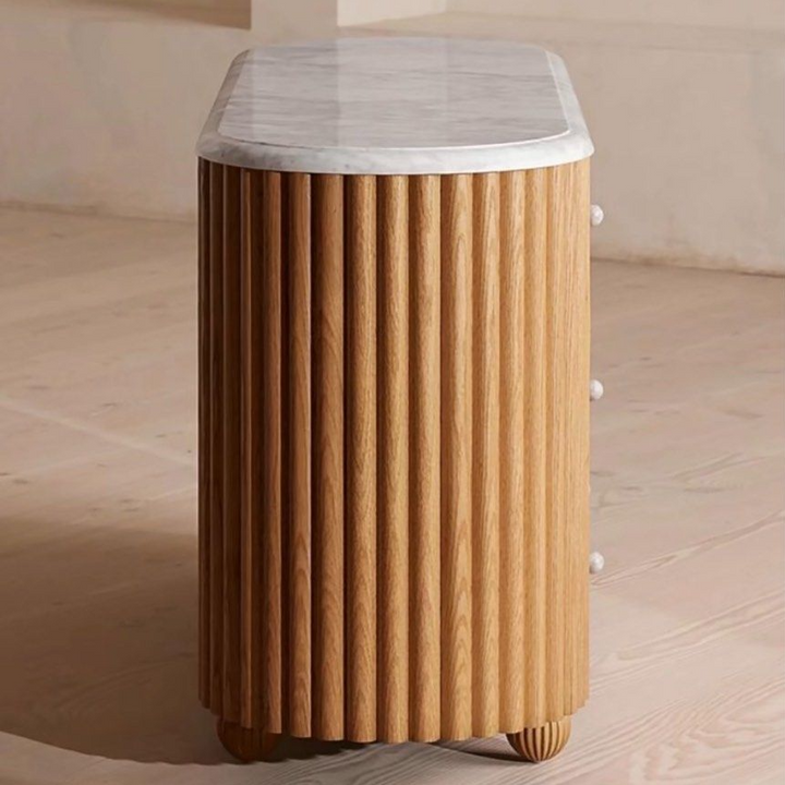 ARIEL Modern Fluted Solid Wood Chest Of Drawers