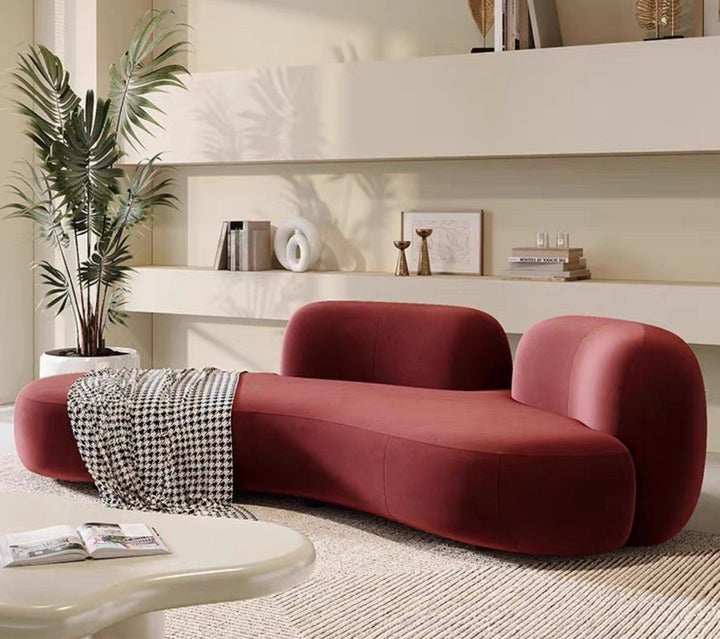 ODRINA French Curved Velvet Sofa