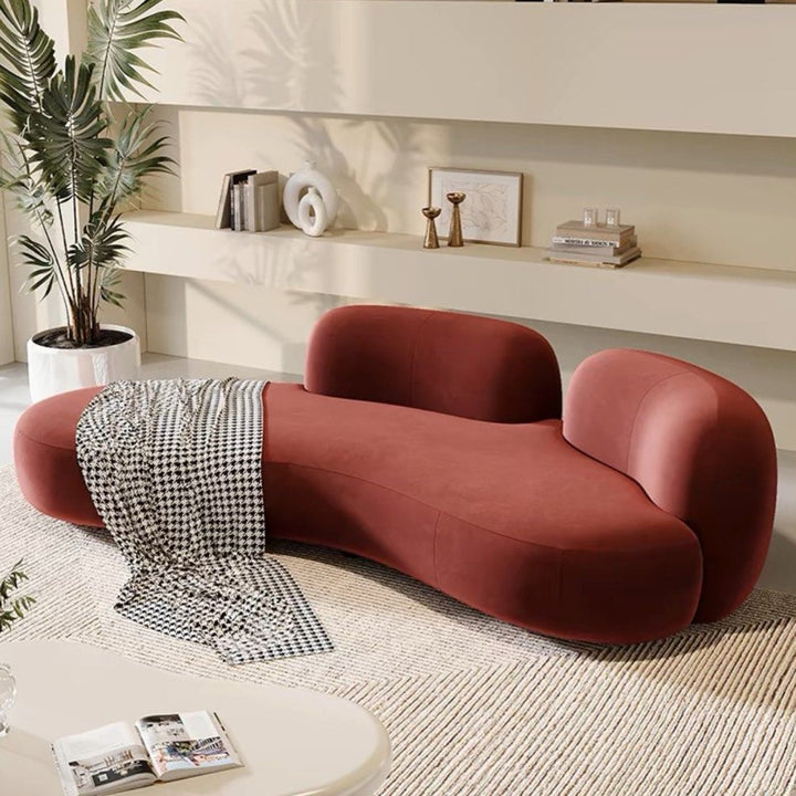 ODRINA French Curved Velvet Sofa