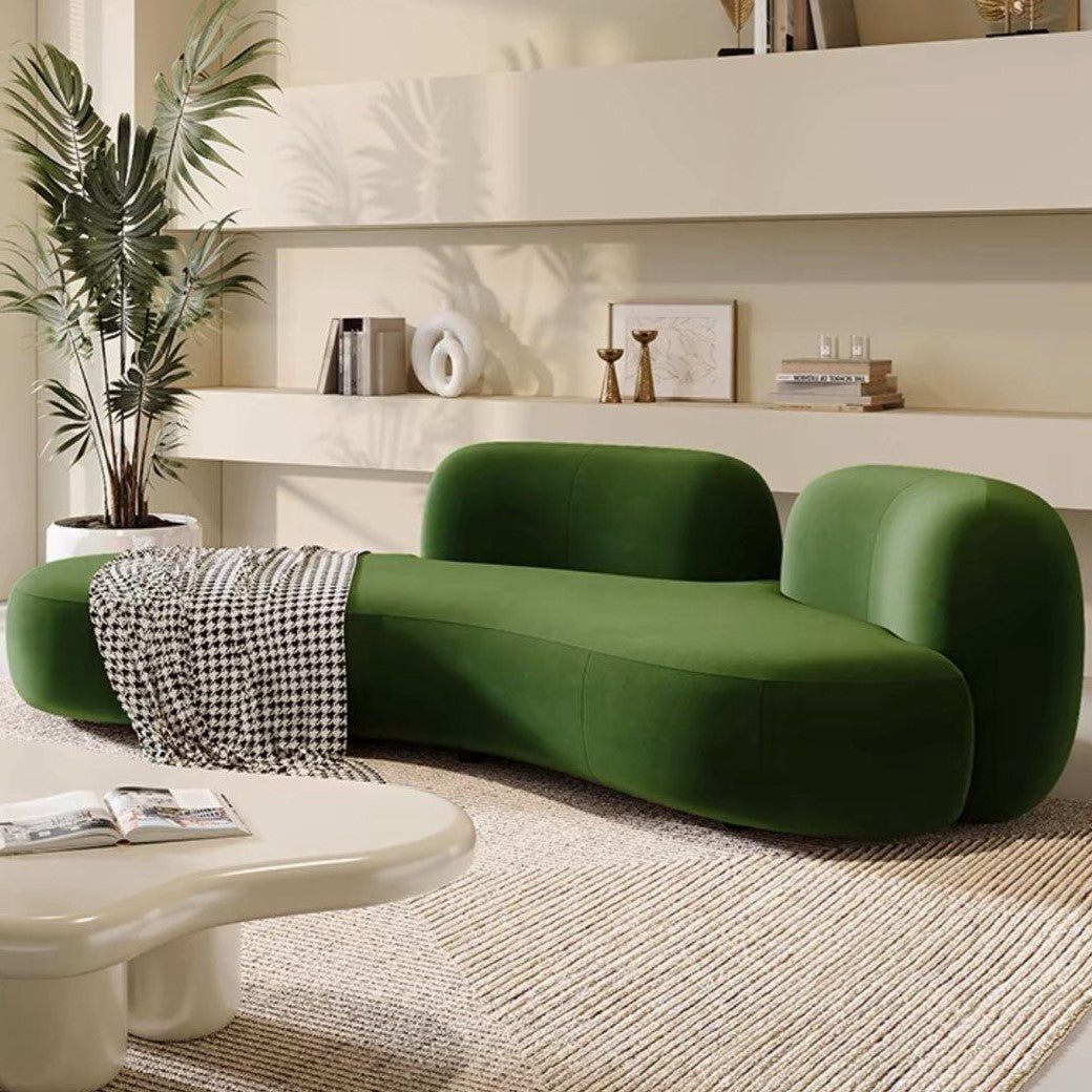 ODRINA French Curved Velvet Sofa
