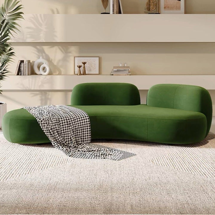 ODRINA French Curved Velvet Sofa