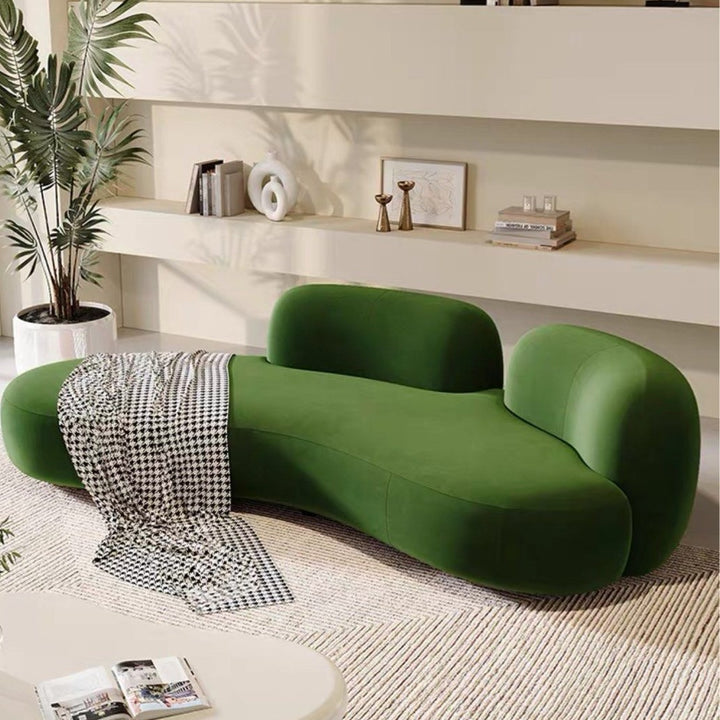 ODRINA French Curved Velvet Sofa