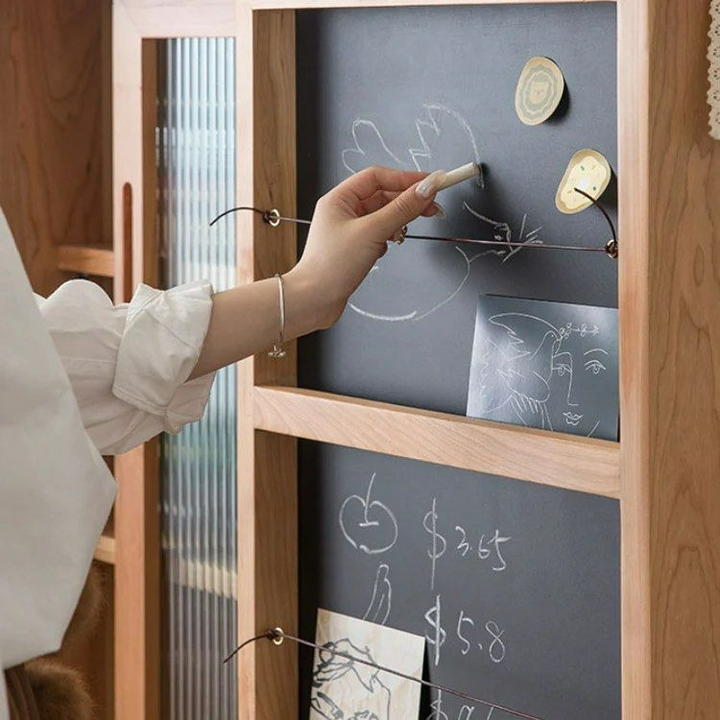 STRADA Wood Bookcase With Chalkboard
