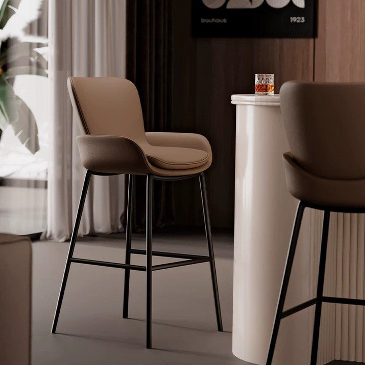 ESTELIA Modern Leather Bar Stool
