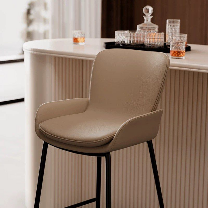 ESTELIA Modern Leather Bar Stool