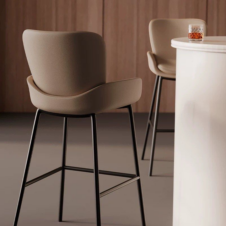 ESTELIA Modern Leather Bar Stool