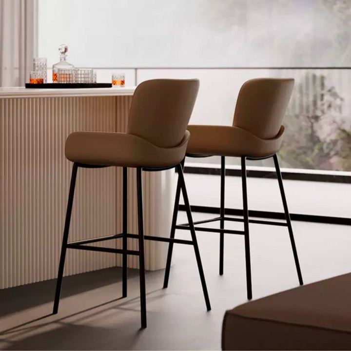 ESTELIA Modern Leather Bar Stool