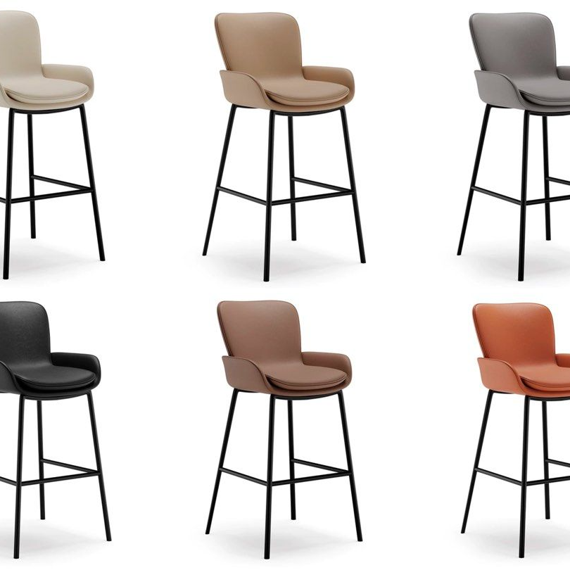 ESTELIA Modern Leather Bar Stool