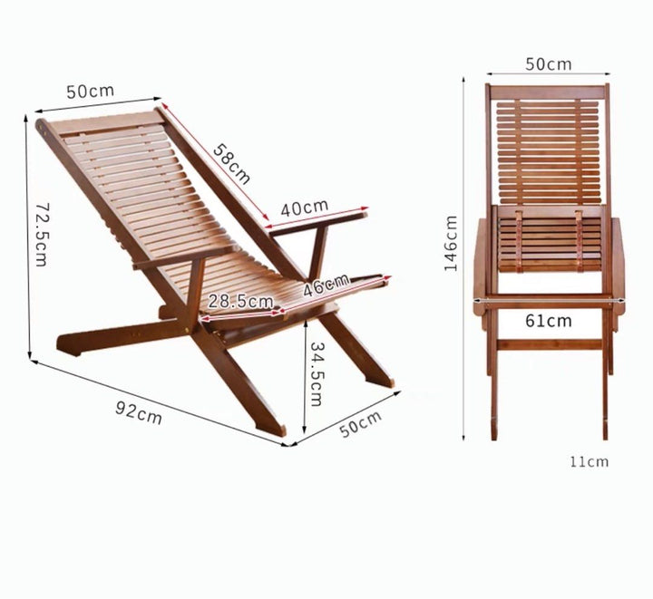 REGON Japanese Solid Wood Recliner Armchair