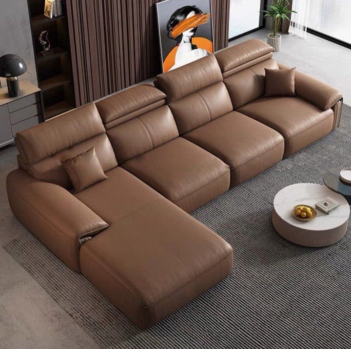 ZAVARI Modern Leather Sectional Sofa
