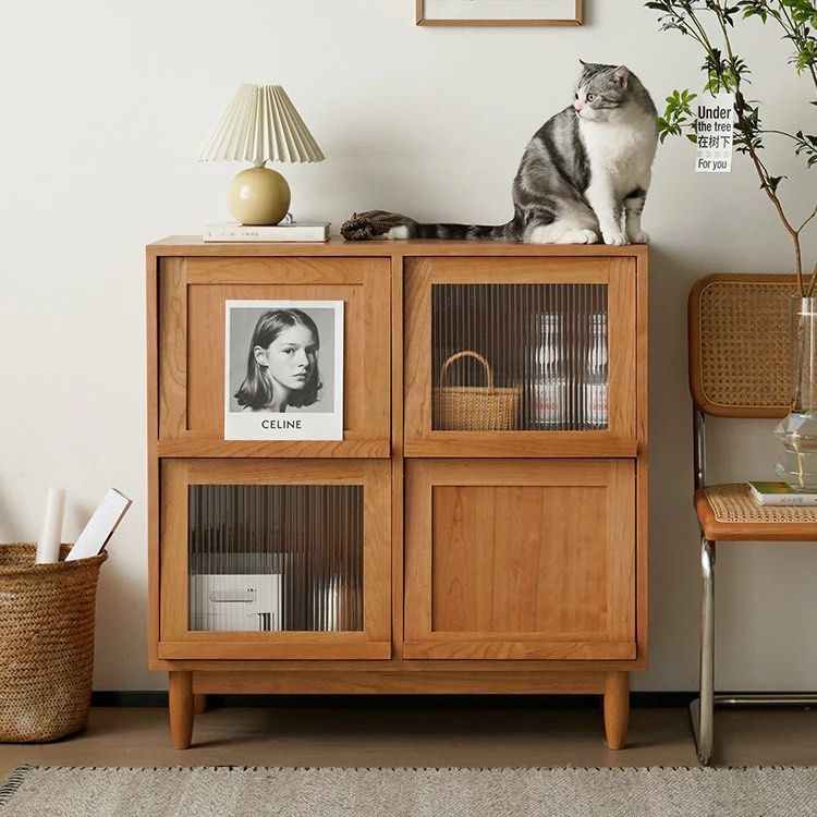 RENAE Wood Bookcase with Tilt Up Door