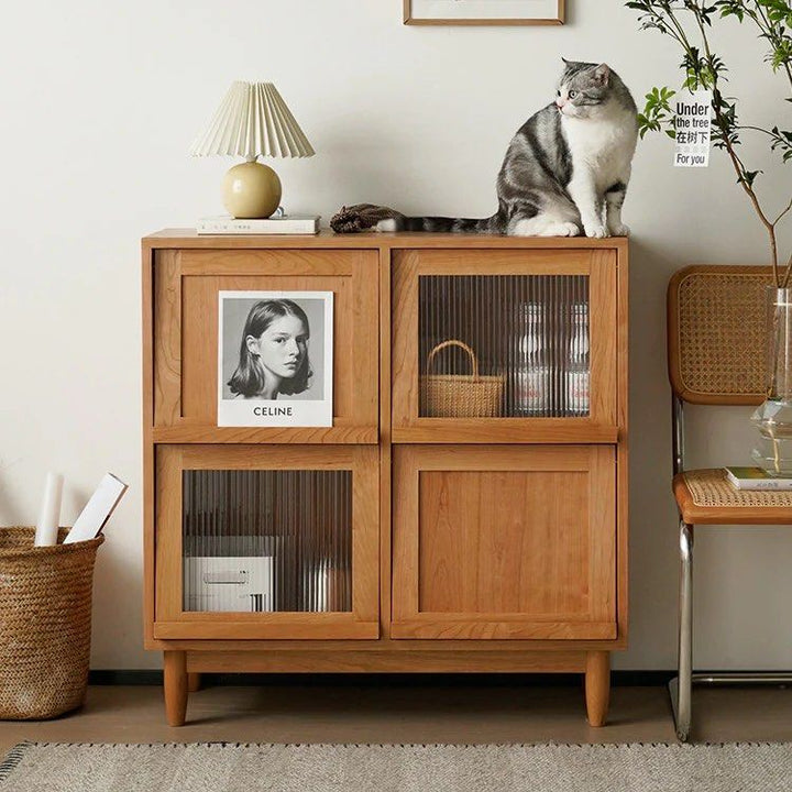 RENAE Wood Bookcase with Tilt Up Door