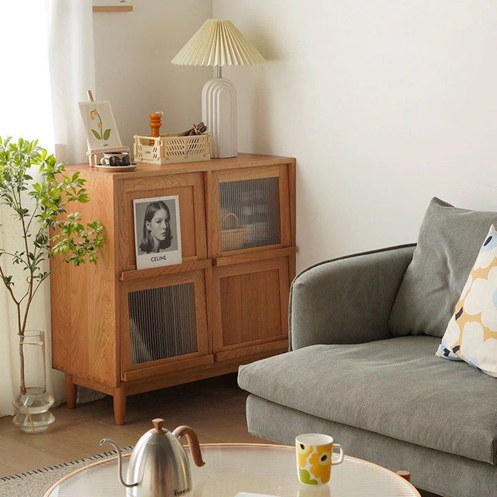 RENAE Wood Bookcase with Tilt Up Door