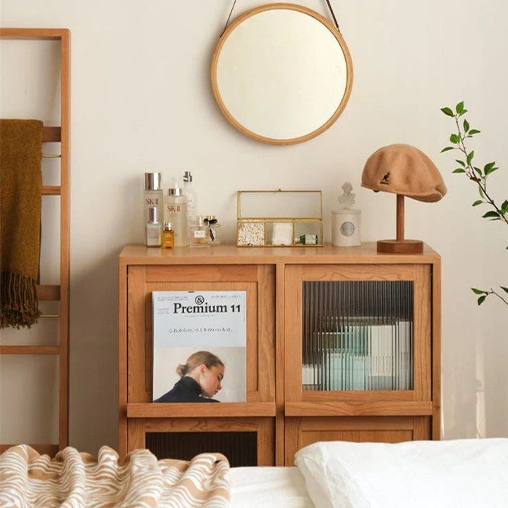 RENAE Wood Bookcase with Tilt Up Door