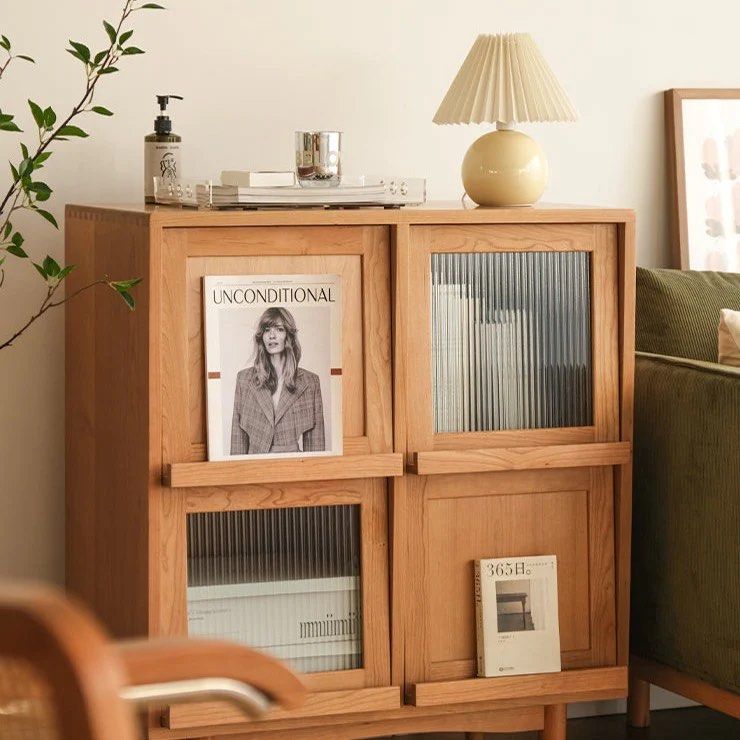 RENAE Wood Bookcase with Tilt Up Door