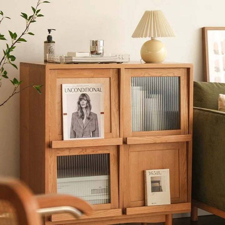 RENAE Wood Bookcase with Tilt Up Door