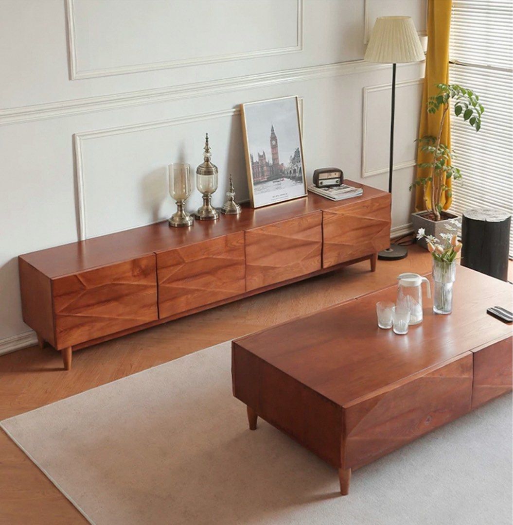 RICKIN Modern Solid Wood TV Console