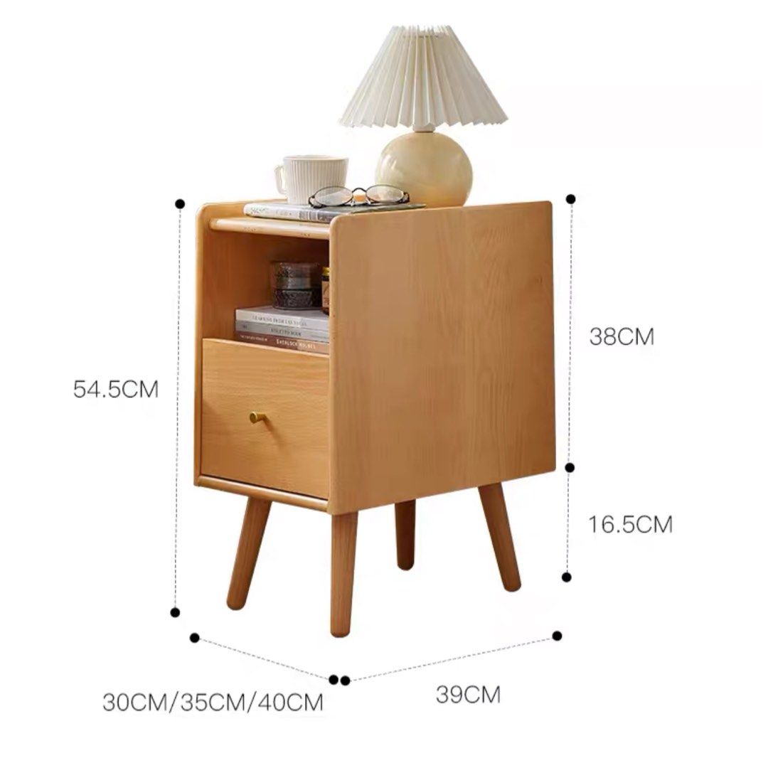 RIDJER Modern Solid Wood Bedside Table
