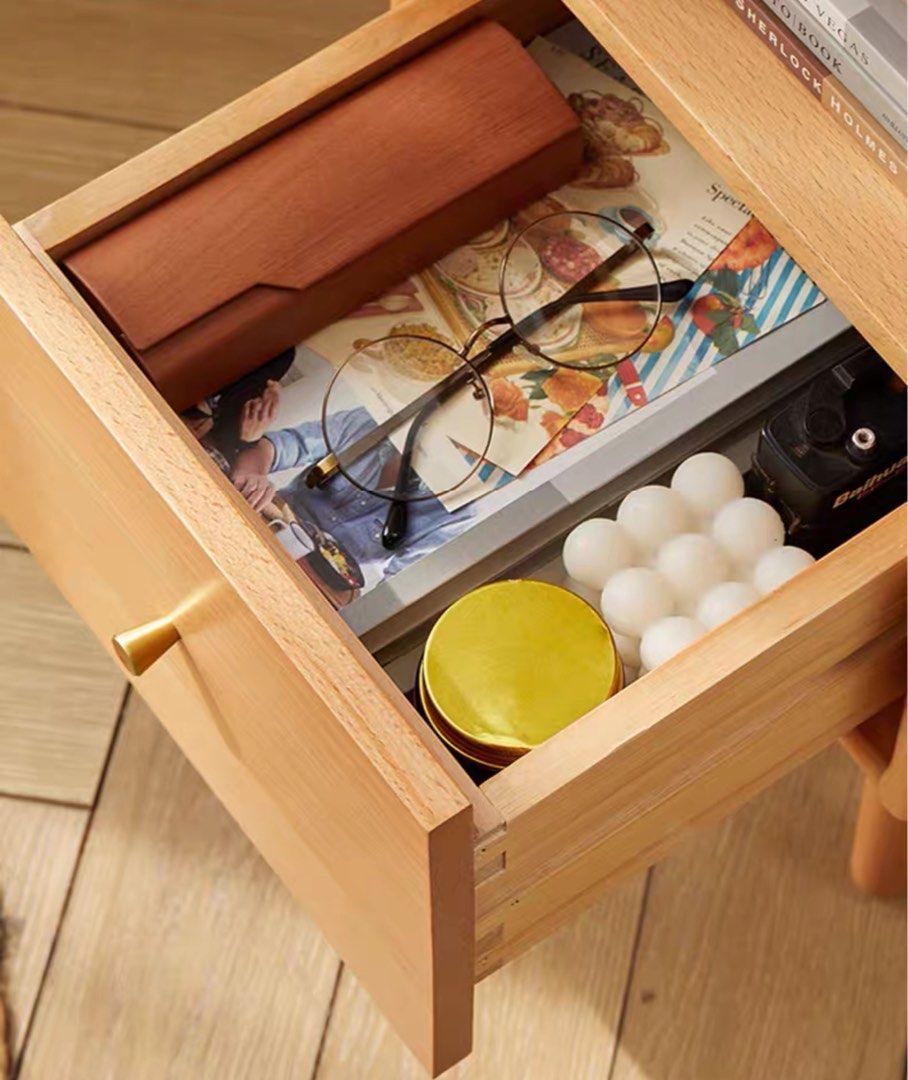 RIDJER Modern Solid Wood Bedside Table