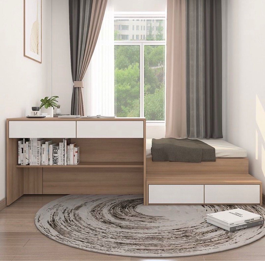 RIVERA Modern Storage Bed & Study Table