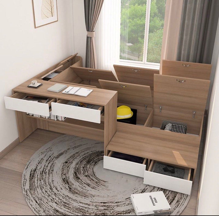 RIVERA Modern Storage Bed & Study Table