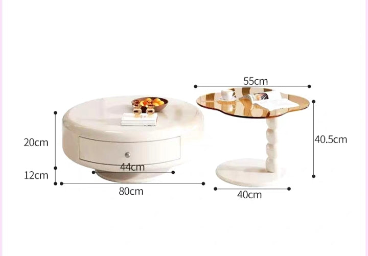 ERAEL Japandi Round Swivel Coffee Table - Radical Homes Singapore