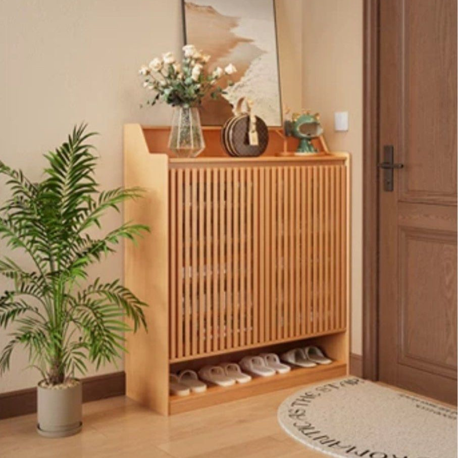 ROBEN Modern Solid Wood Fluted Shoe Cabinet