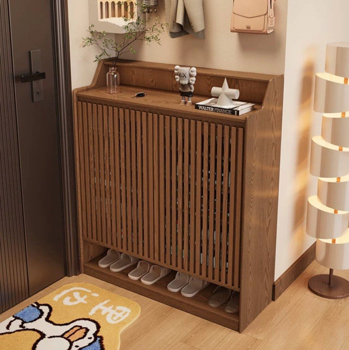 ROBEN Modern Solid Wood Fluted Shoe Cabinet