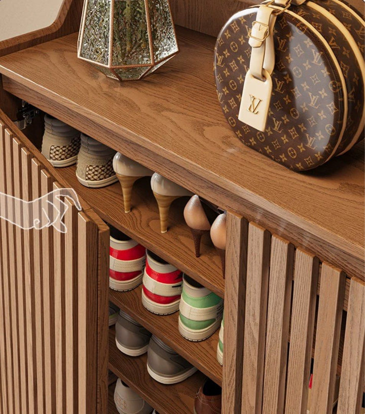 ROBEN Modern Solid Wood Fluted Shoe Cabinet