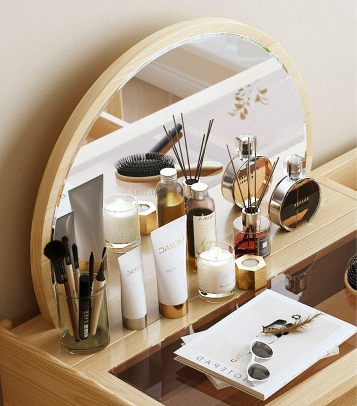 ROPOGGI Rustic Rattan Vanity Table