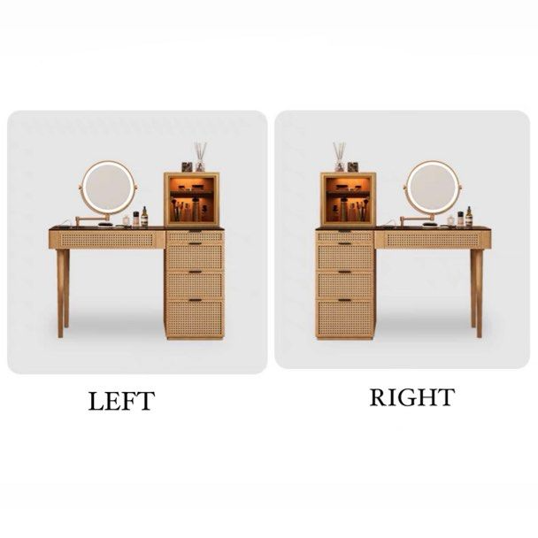ROZA Modern Oak Wood Vanity Table Set
