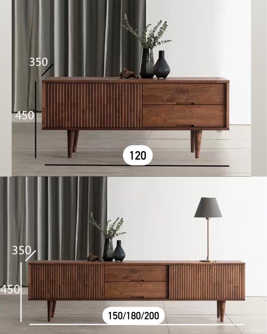 KEEVE Rustic Wood TV Console