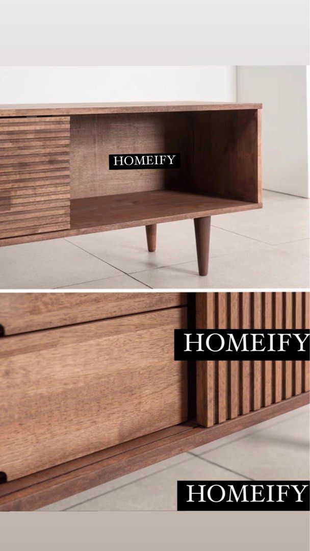 KEEVE Rustic Wood TV Console