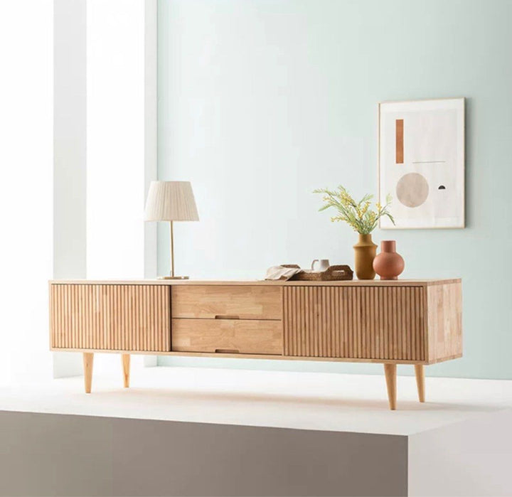 KEEVE Rustic Wood TV Console