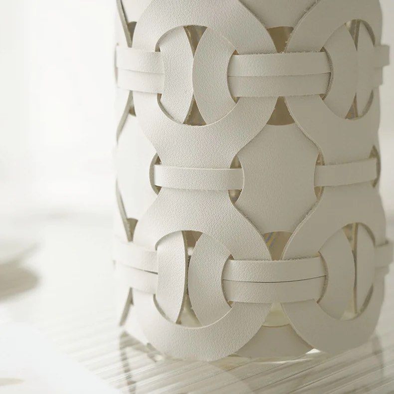 SAVRINA Leather Glass Table Vase
