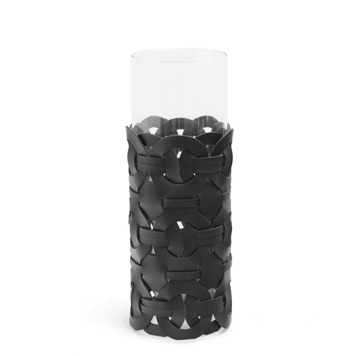 SAVRINA Leather Glass Table Vase