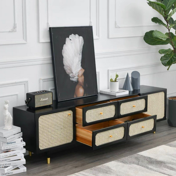 TIVOR Modern Rattan TV Console