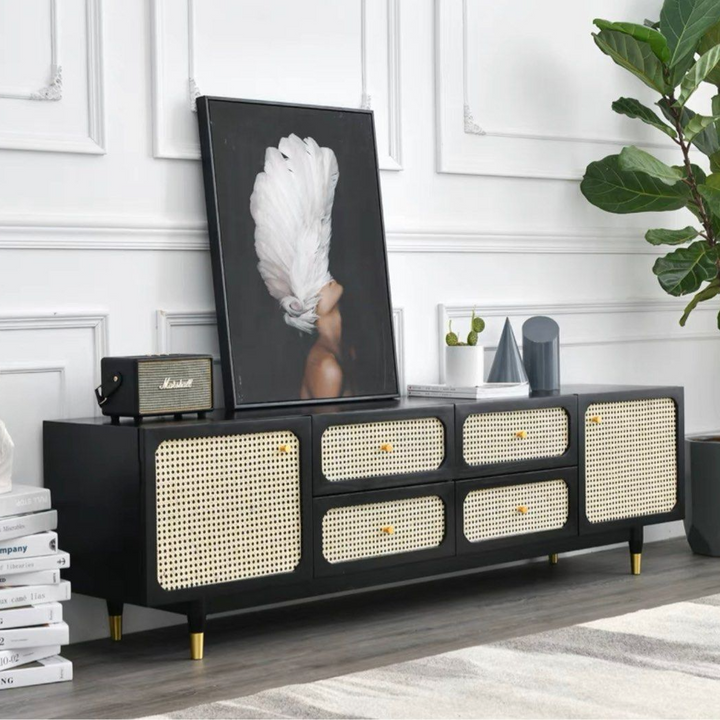 TIVOR Modern Rattan TV Console