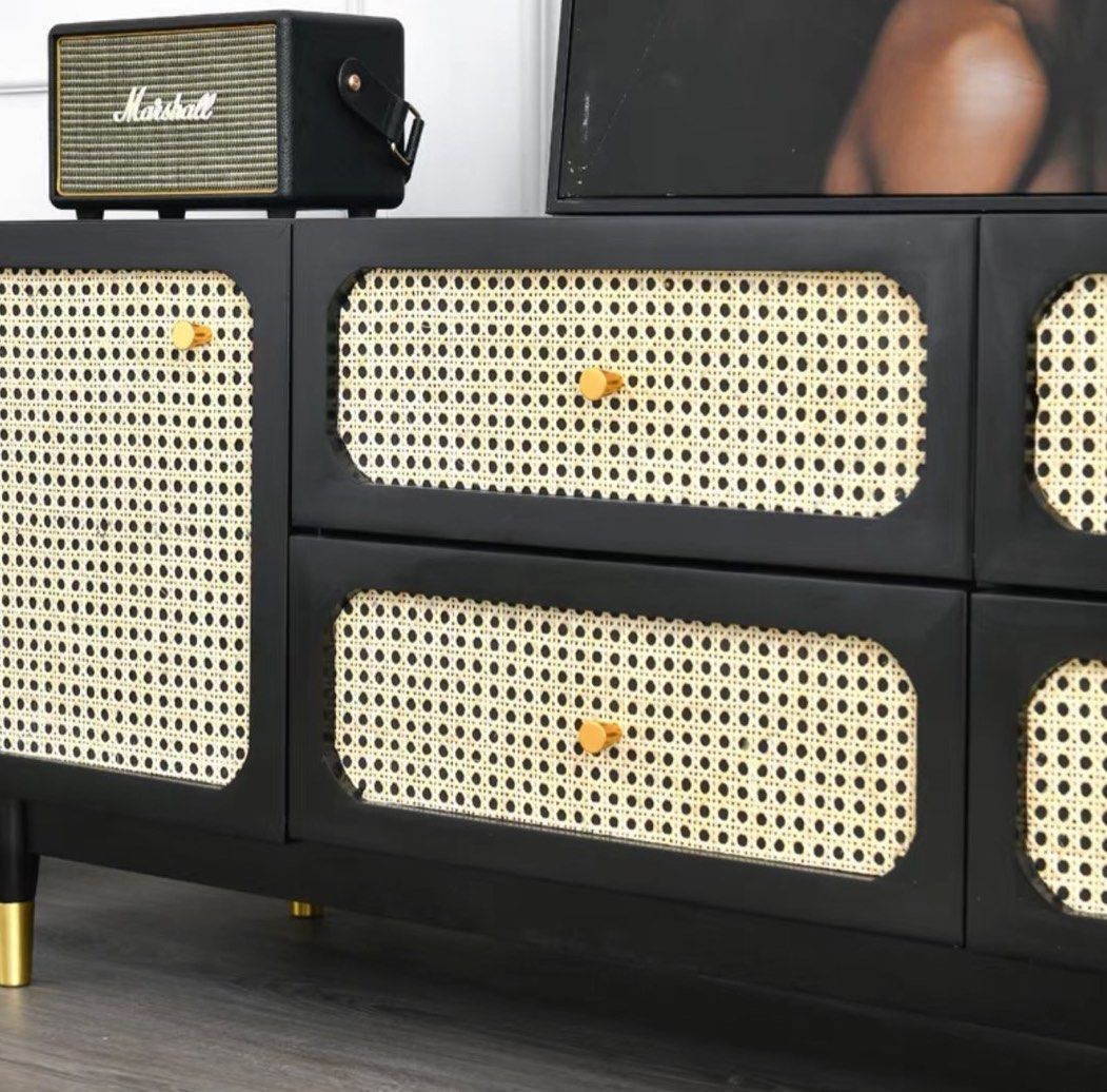 TIVOR Modern Rattan TV Console