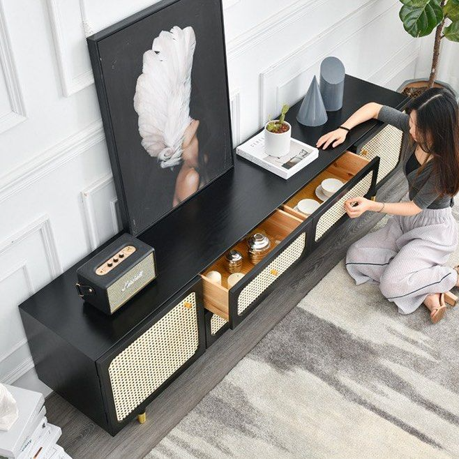 TIVOR Modern Rattan TV Console