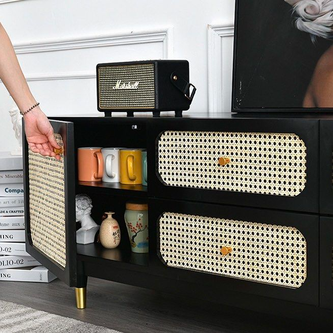 TIVOR Modern Rattan TV Console