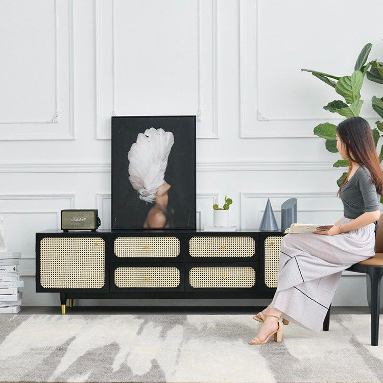 TIVOR Modern Rattan TV Console
