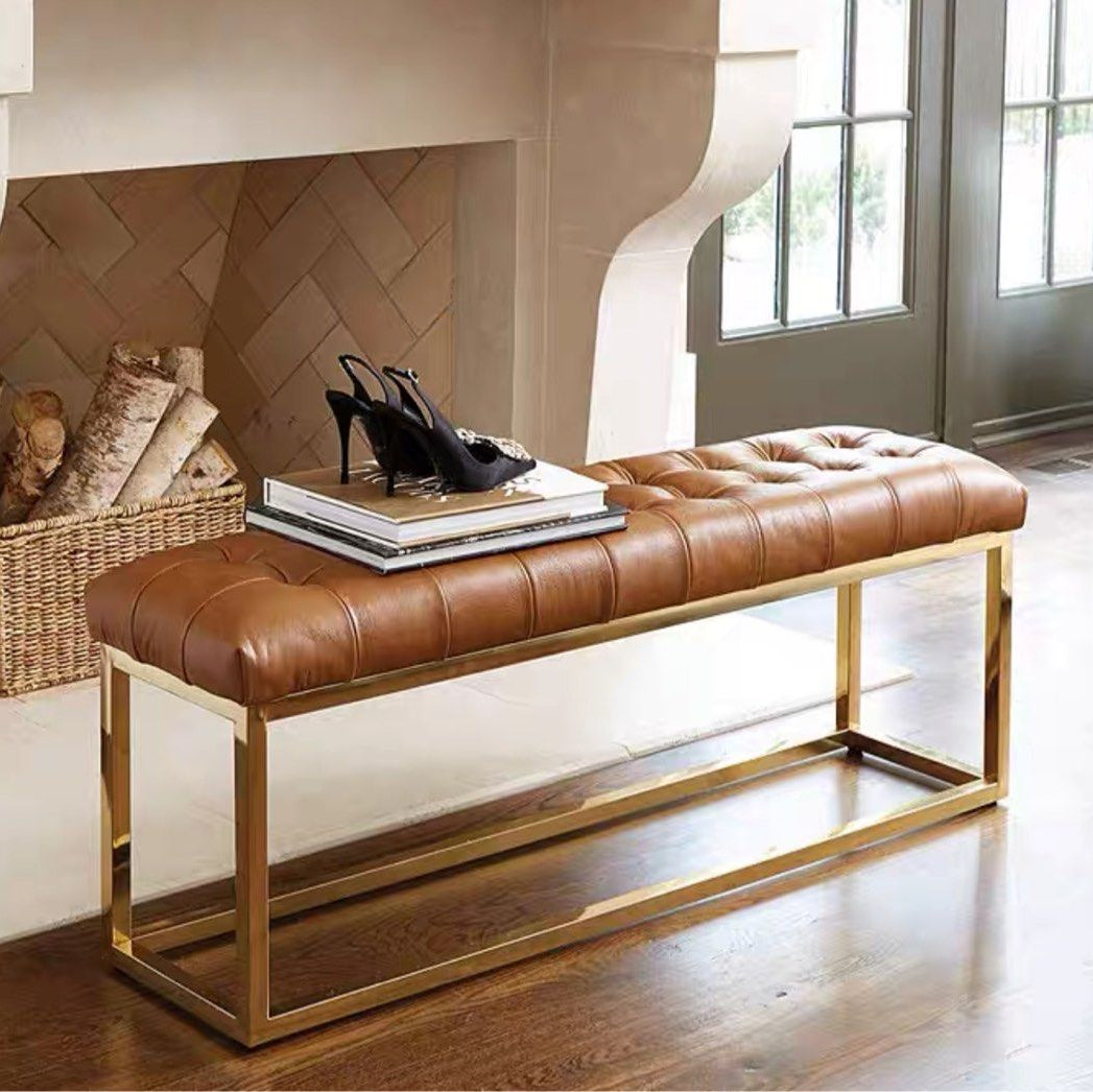 SEVEL Vintage Leather Ottoman