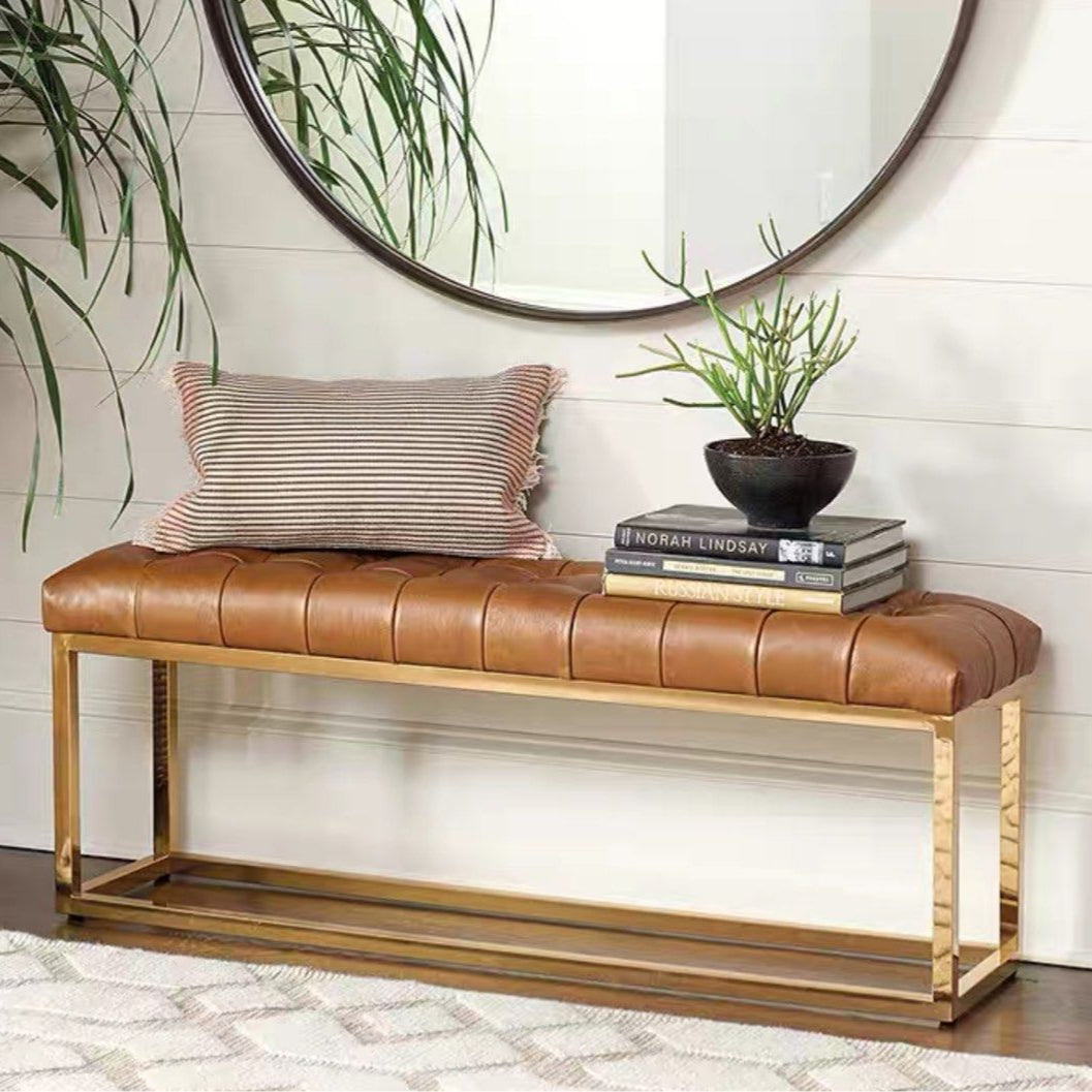 SEVEL Vintage Leather Ottoman