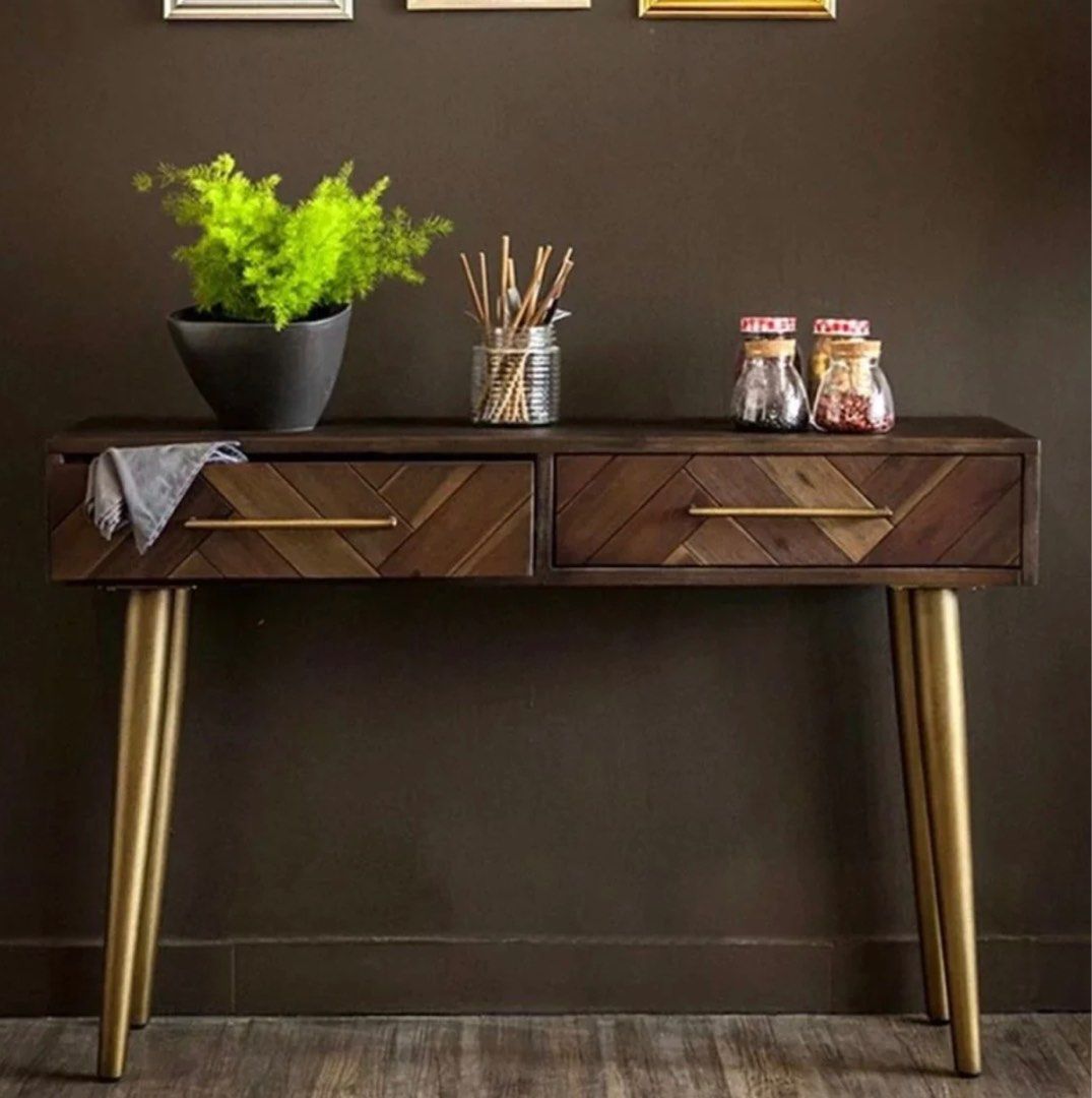 ERI Herringbone Solid Wood Console Table