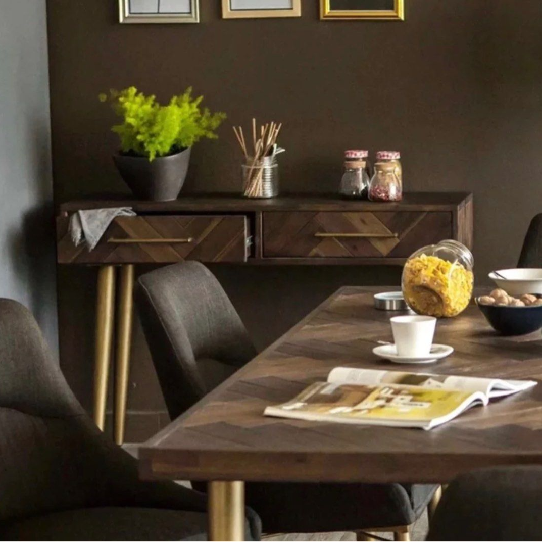 ERI Herringbone Solid Wood Console Table