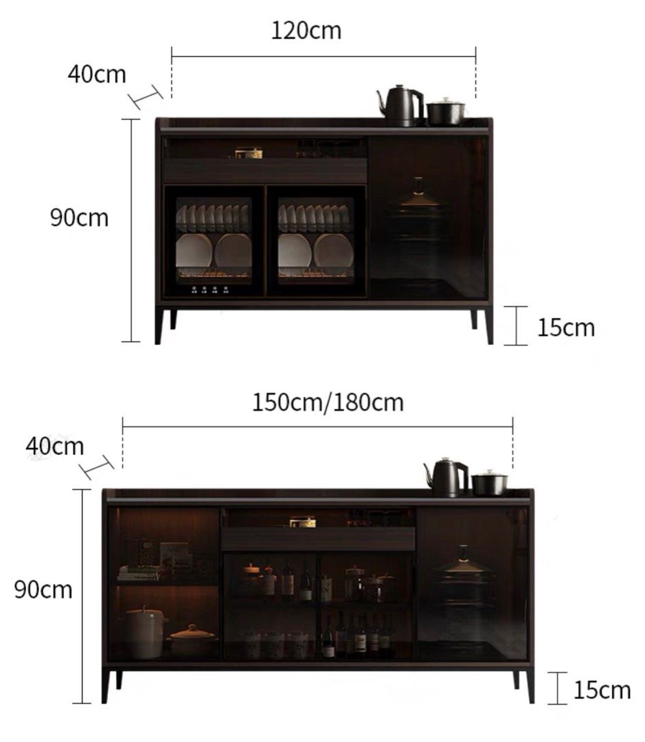 FERNODA Modern Sintered Stone LED Sideboard