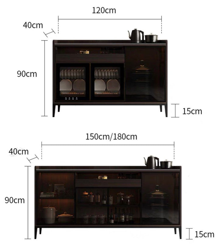 FERNODA Modern Sintered Stone LED Sideboard