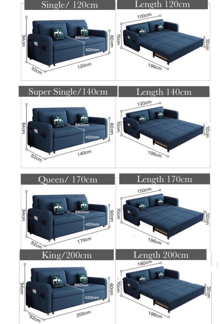 SUKUMO Modern Extendable Storage Sofa Bed