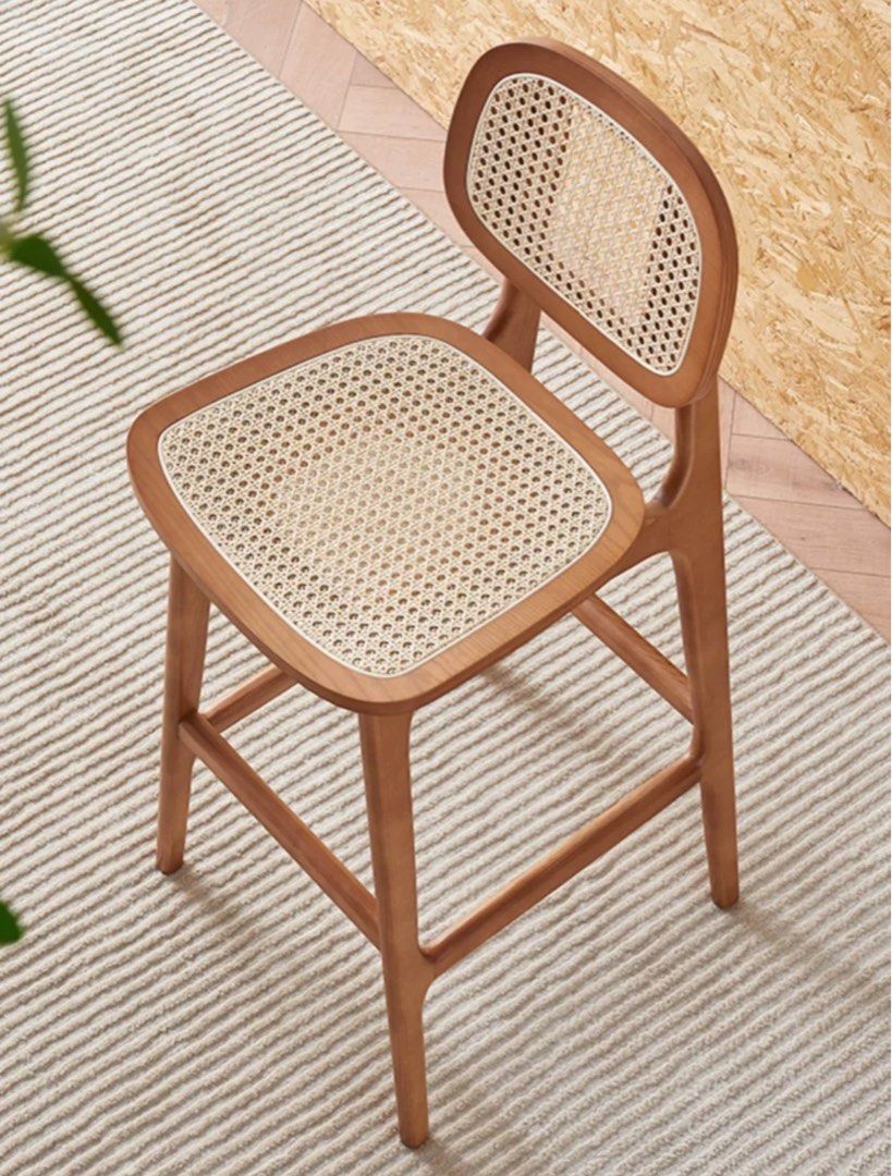 GARCIE Japandi Solid Wood Bar Stool